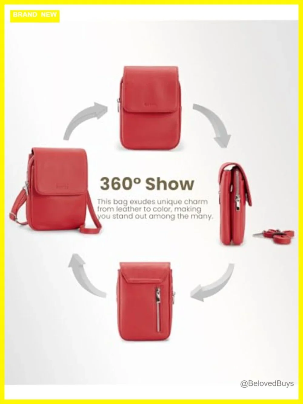 Genuine Leather Crossbody Bag with RFID Blocking Card Slots